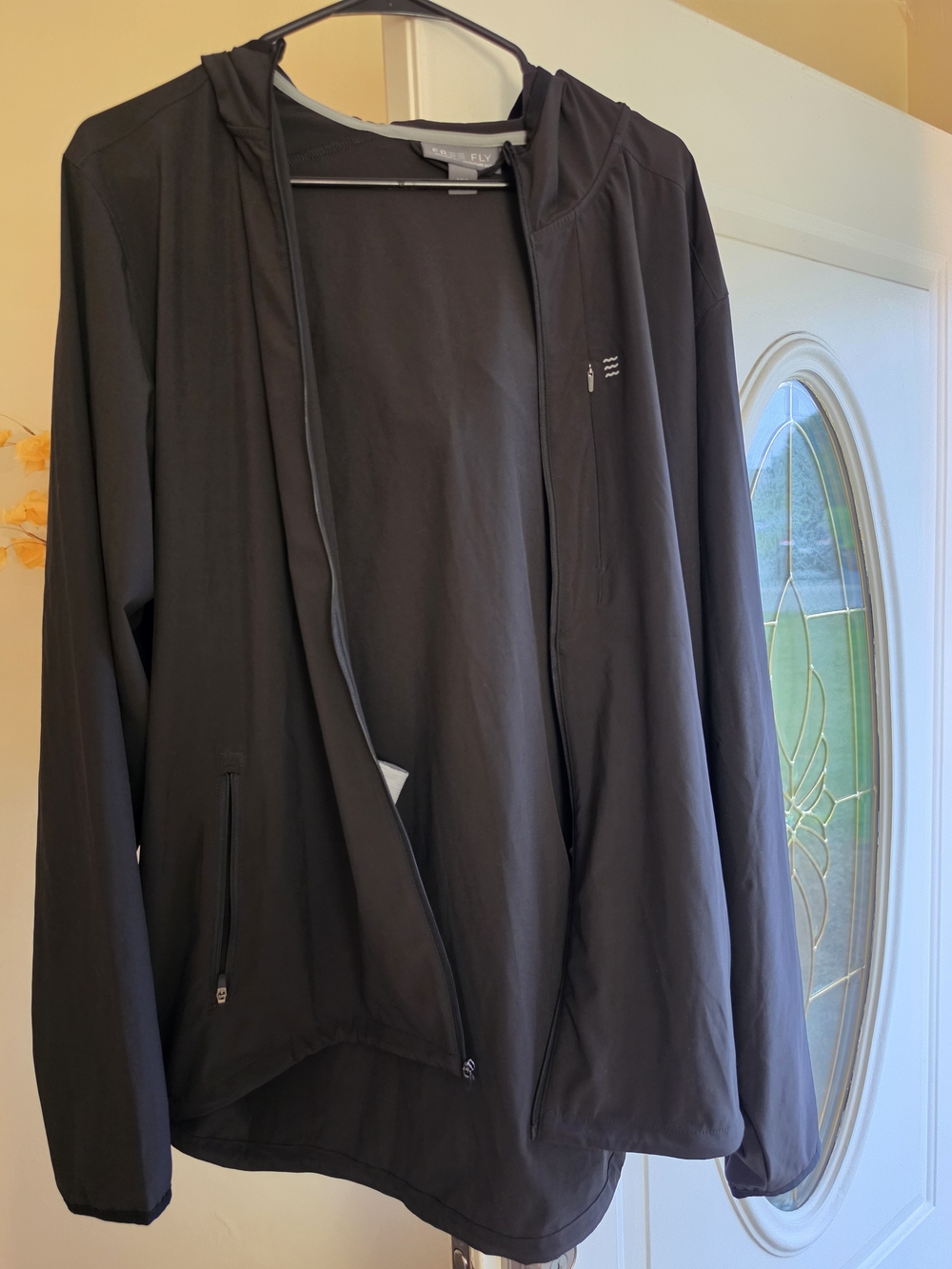 Free Fly Men's Breeze Jacket Windbreaker Hooded Full Zip Black XXL Long